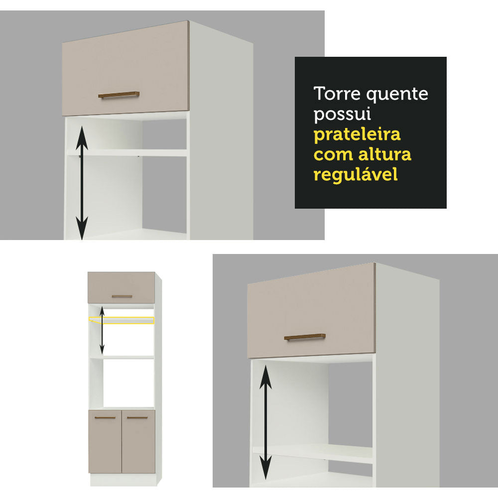 Armário de Cozinha Completa de Canto 459cm Branco/Crema Agata Madesa 01