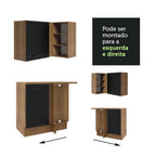 Armário de Cozinha Completa de Canto 486cm Rustic/Preto 60cm de Profundidade Agata Madesa 01