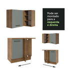 Armário de Cozinha Completa de Canto 486cm Rustic/Cinza 60cm de Profundidade Agata Madesa 01