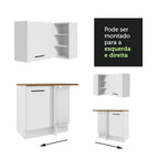 Armário de Cozinha Completa de Canto 486cm Branco Tampo Rustic 60cm de Profundidade Agata Madesa 01