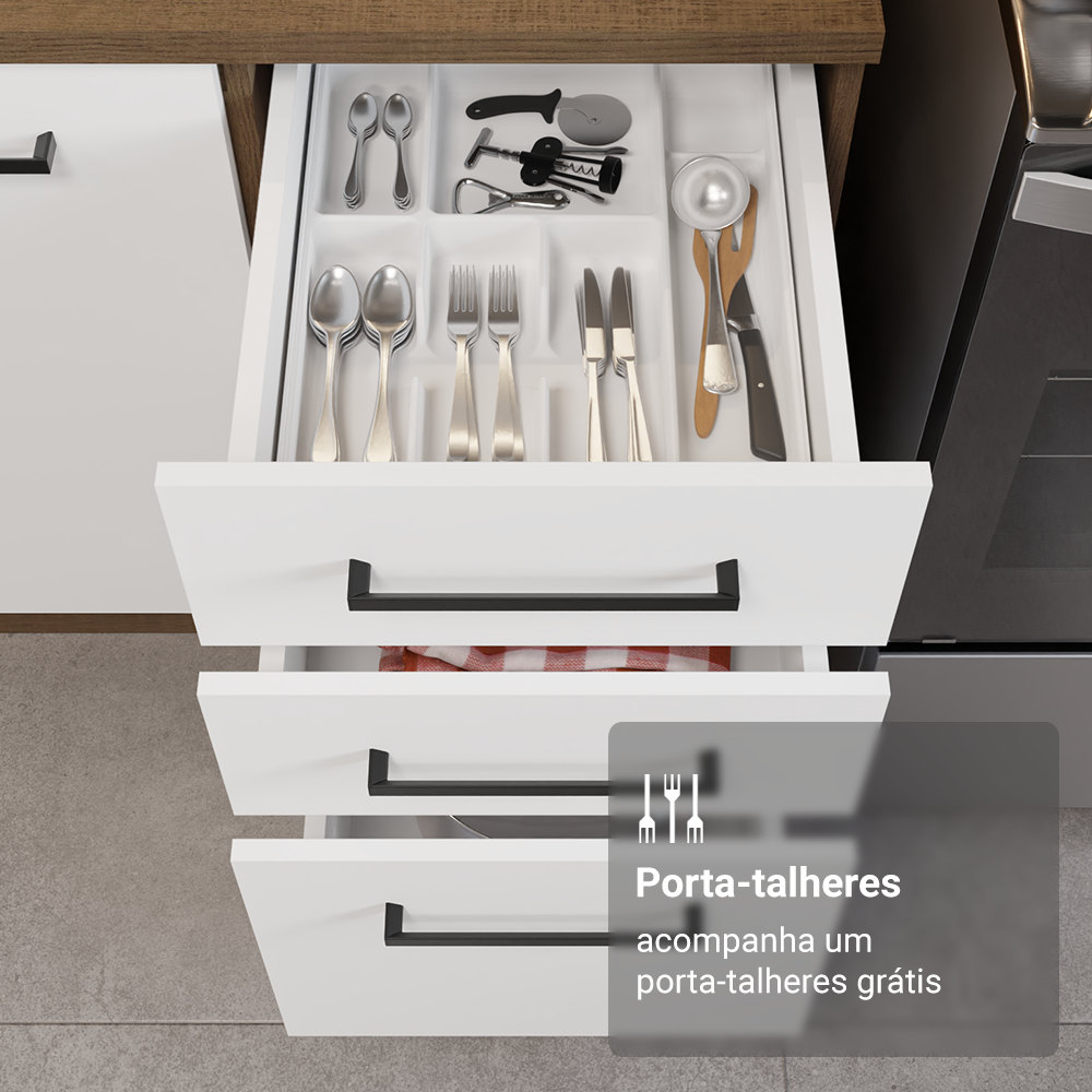 Armário de Cozinha Completa 549cm Rustic/Branco Agata Madesa 01