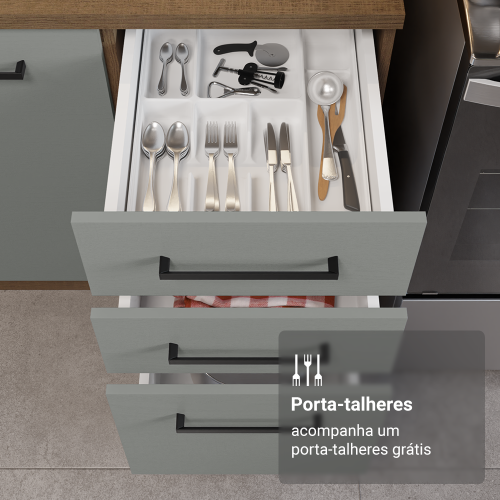 Armário de Cozinha Completa 549cm Rustic/Cinza Agata Madesa 01