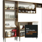 Armário de Cozinha Completa de Canto 353cm Rustic/Branco Emilly Sun Madesa 01