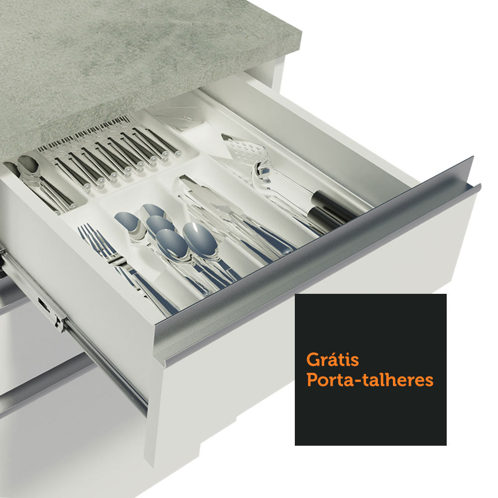 Armário de Cozinha Completa de Canto 459cm Branco Glamy Madesa 01
