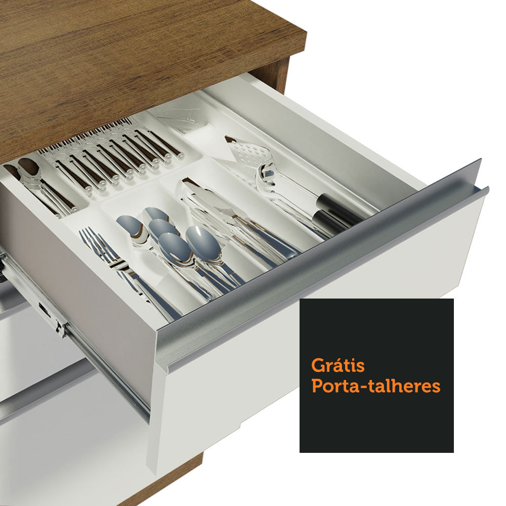 Armário de Cozinha Completa de Canto 459cm Rustic Branco Glamy Madesa 01