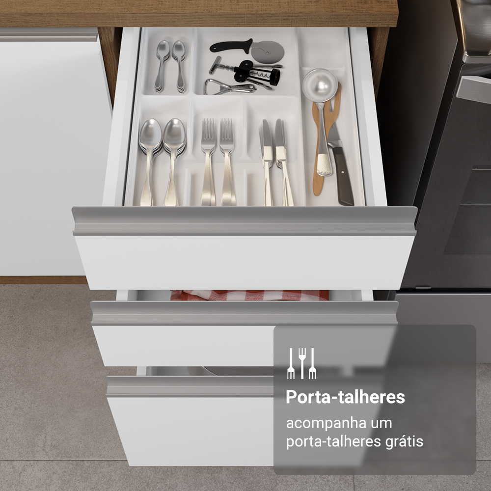 Armário de Cozinha Completa 549cm Rustic/Branco Glamy Madesa 01