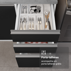 Armário de Cozinha Completa 549cm Branco/Preto Glamy Madesa 01