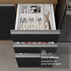 Armário de Cozinha Completa 549cm Rustic/Preto Glamy Madesa 01