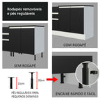 Armário de Cozinha Completa de Canto 100% MDF 479cm Branco/Preto Acordes Madesa 03