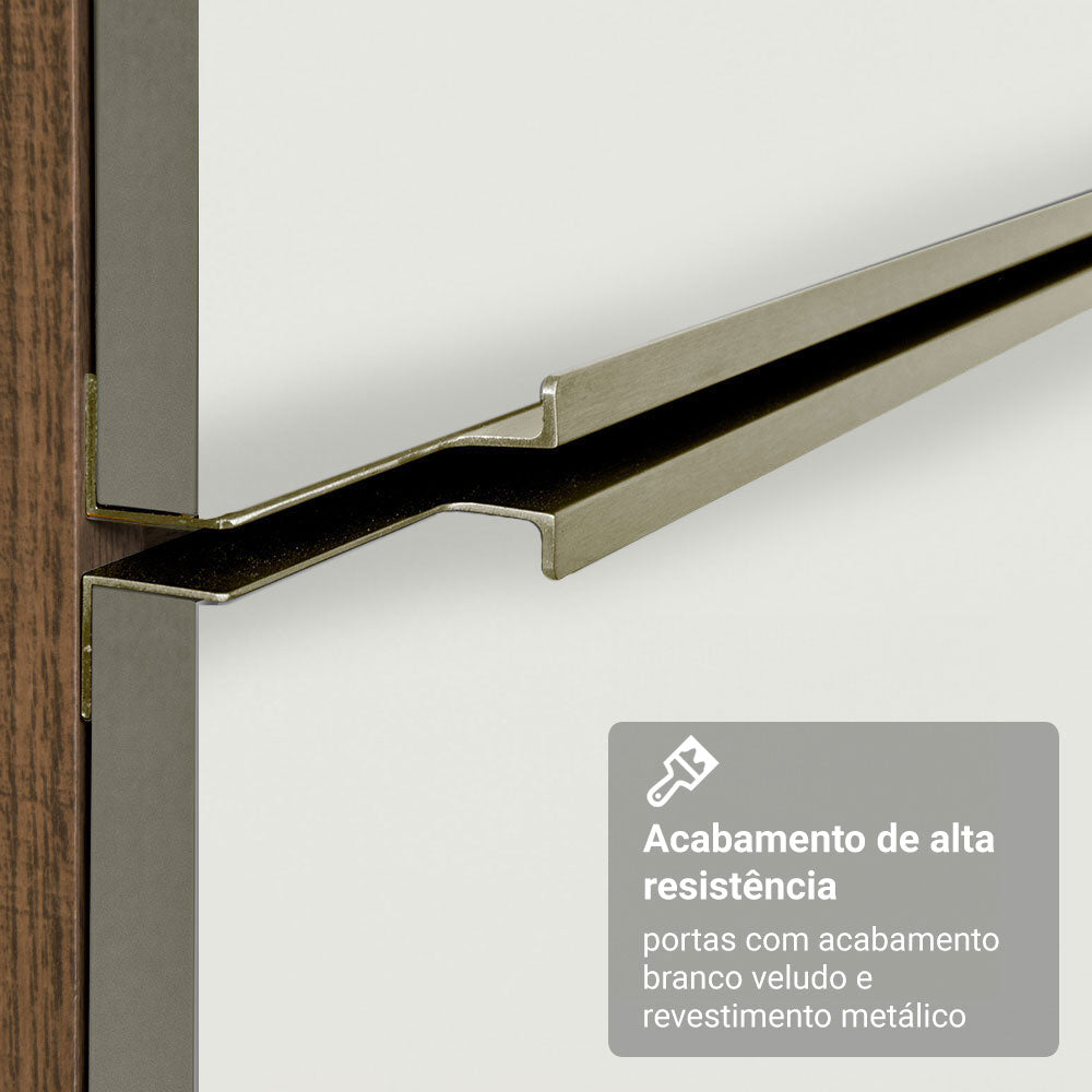 Armário de Cozinha Completa de Canto 416 cm Rustic/Branco Veludo Lux Madesa 01