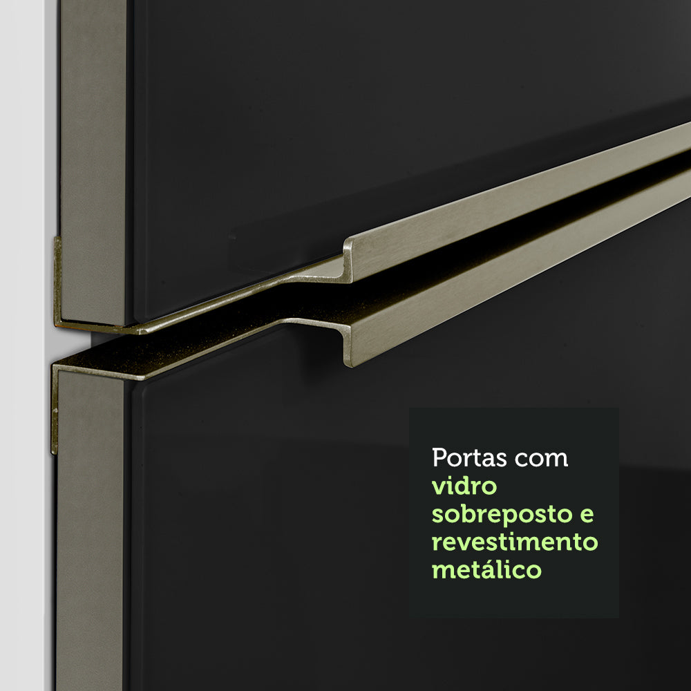 Armário de Cozinha Completa de Canto 546 x 60 cm Branco/Preto Lux Madesa 01