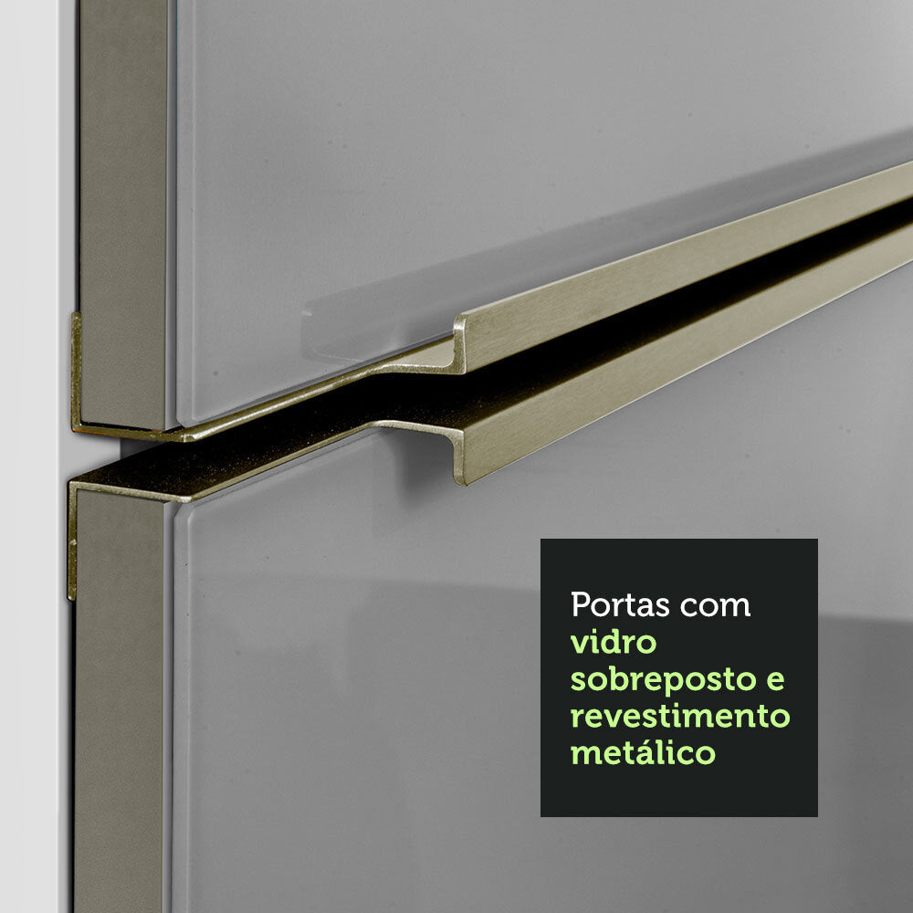 Armário de Cozinha Completa de Canto 546 x 60 cm Branco/Cinza Lux Madesa 01