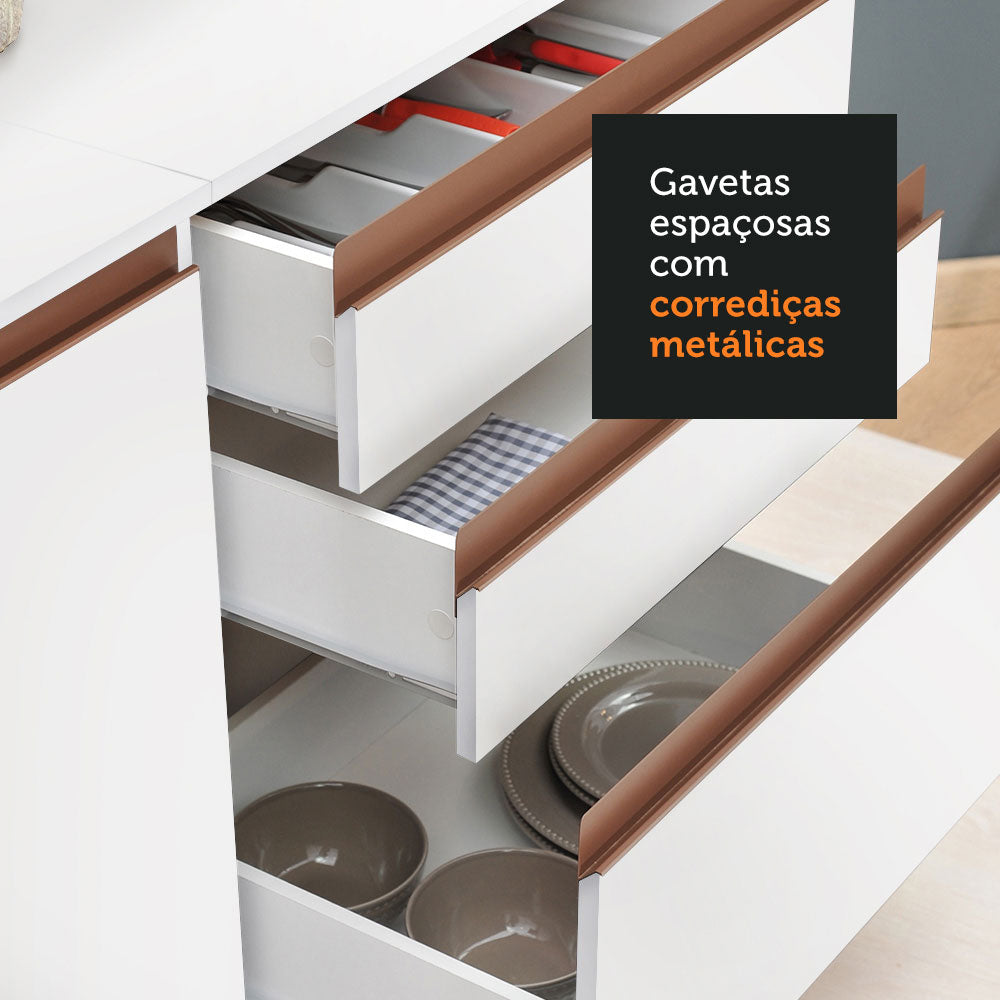 Armário de Cozinha Completa de Canto 402cm Branco Reims Madesa 04