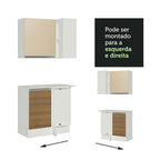 Kit Canto Reto Madesa Smart 2 Portas e Nicho com tampo Rustic/Crema/Branco