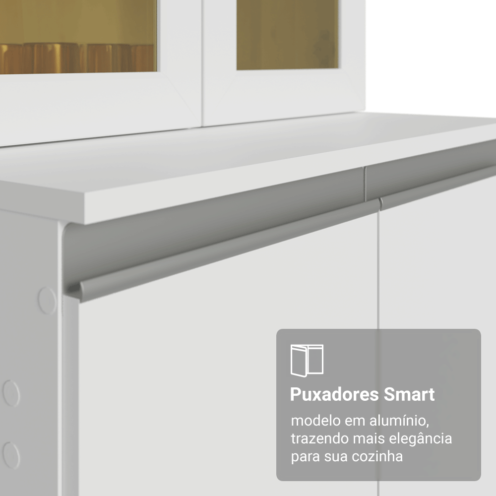 Armário de Cozinha Completa de Canto 507 cm Branco Smart 100% MDF Madesa 01