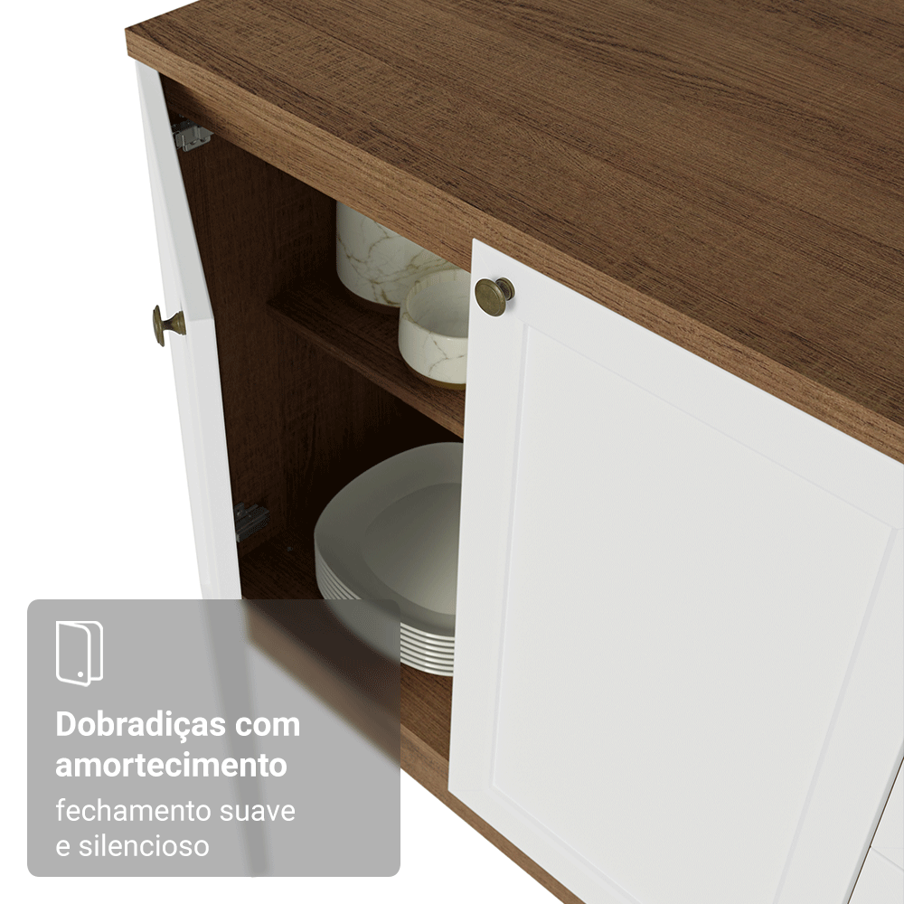 Armário de Cozinha Completa de Canto 399 cm Rustic/Branco Vik Madesa 01