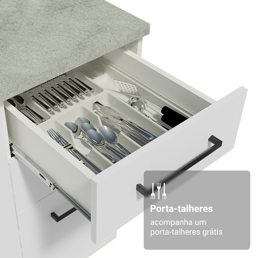 Armário de Cozinha Compacta 190cm com Cristaleira Branco Agata Madesa 01