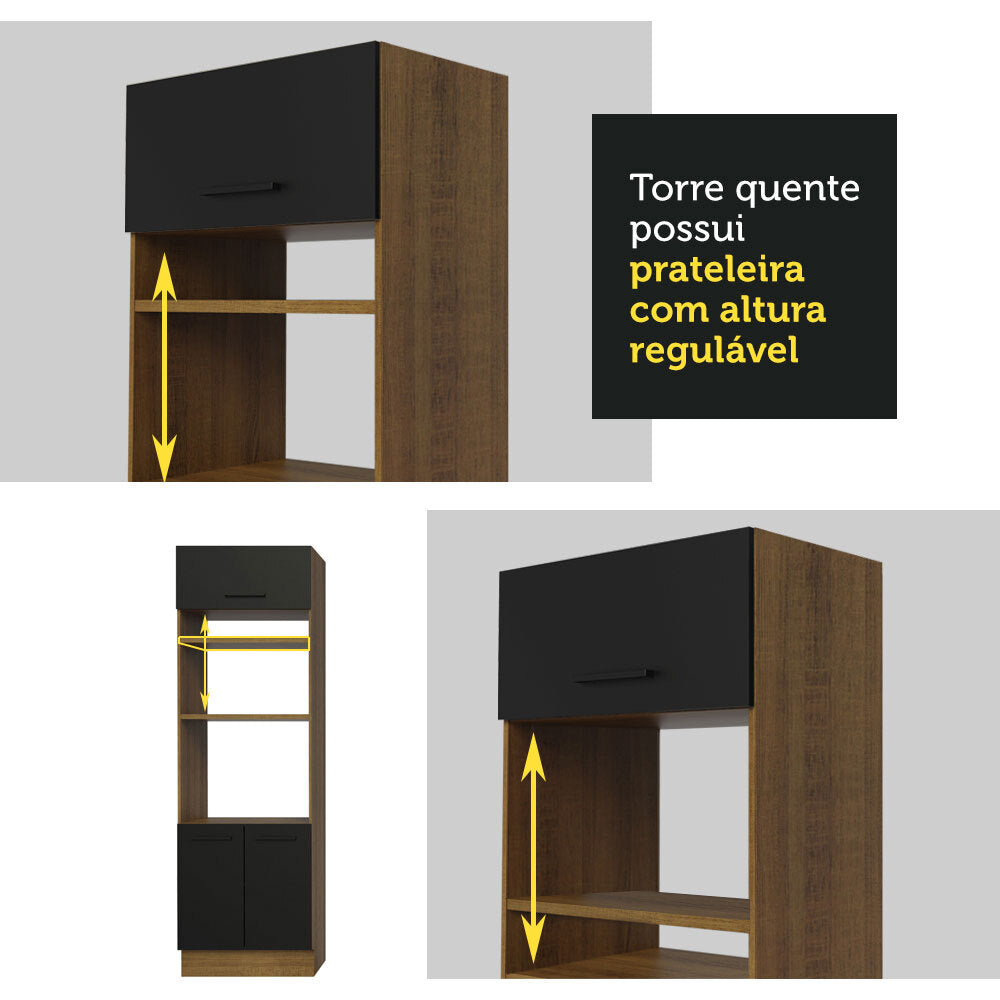 Armário de  Cozinha Completa 270cm Rustic/Preto Agata Madesa 08