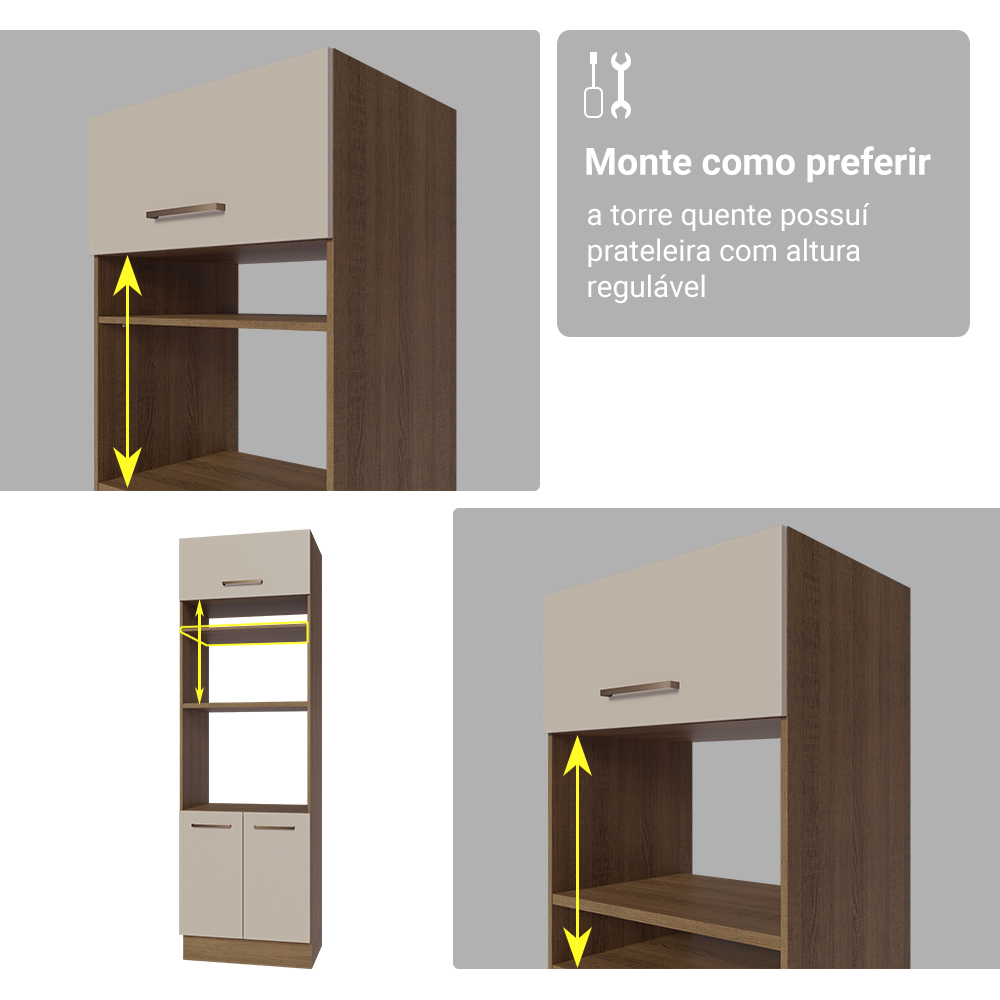 Armário de Cozinha Completa 270 cm Rustic/Crema Agata Madesa 12