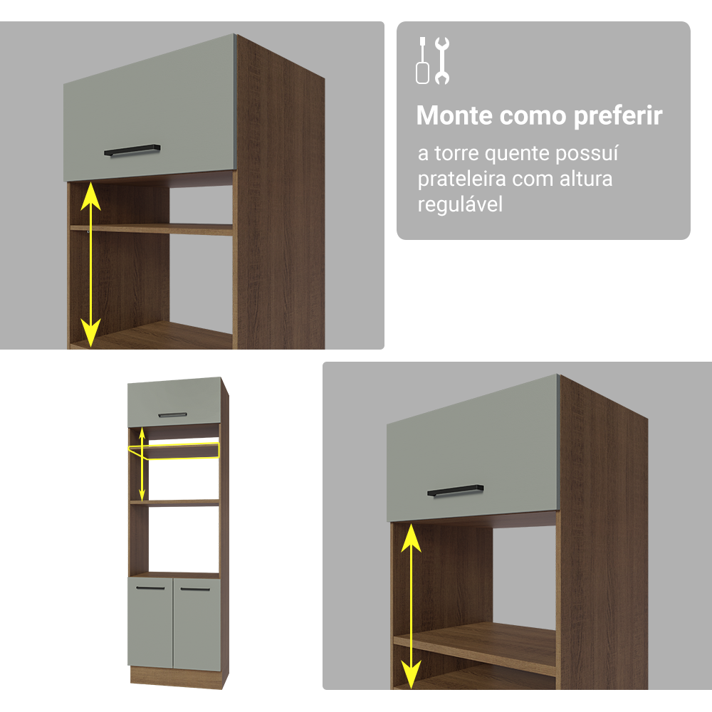 Armário de Cozinha Completa 270 cm Rustic/Cinza Agata Madesa 12