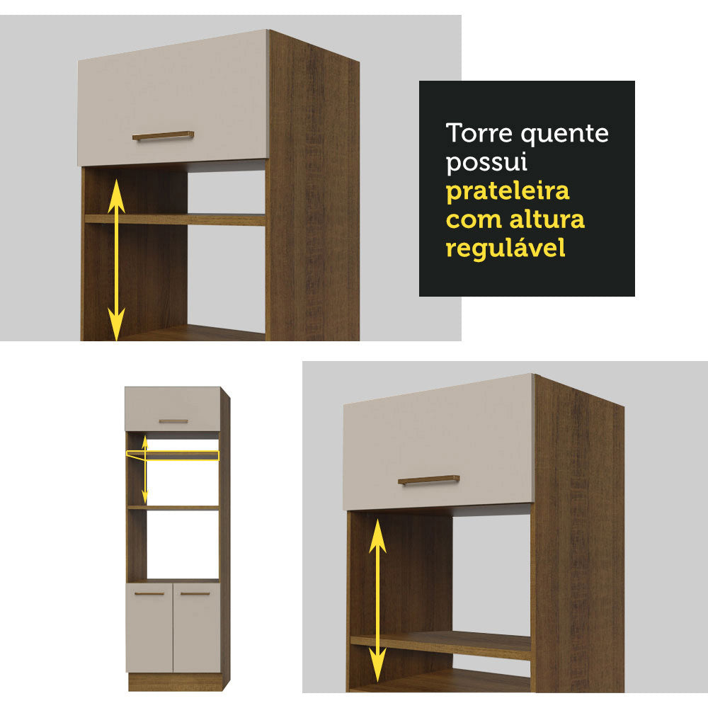 Armário de Cozinha Completa 310 cm Rustic/Crema Agata Madesa 01
