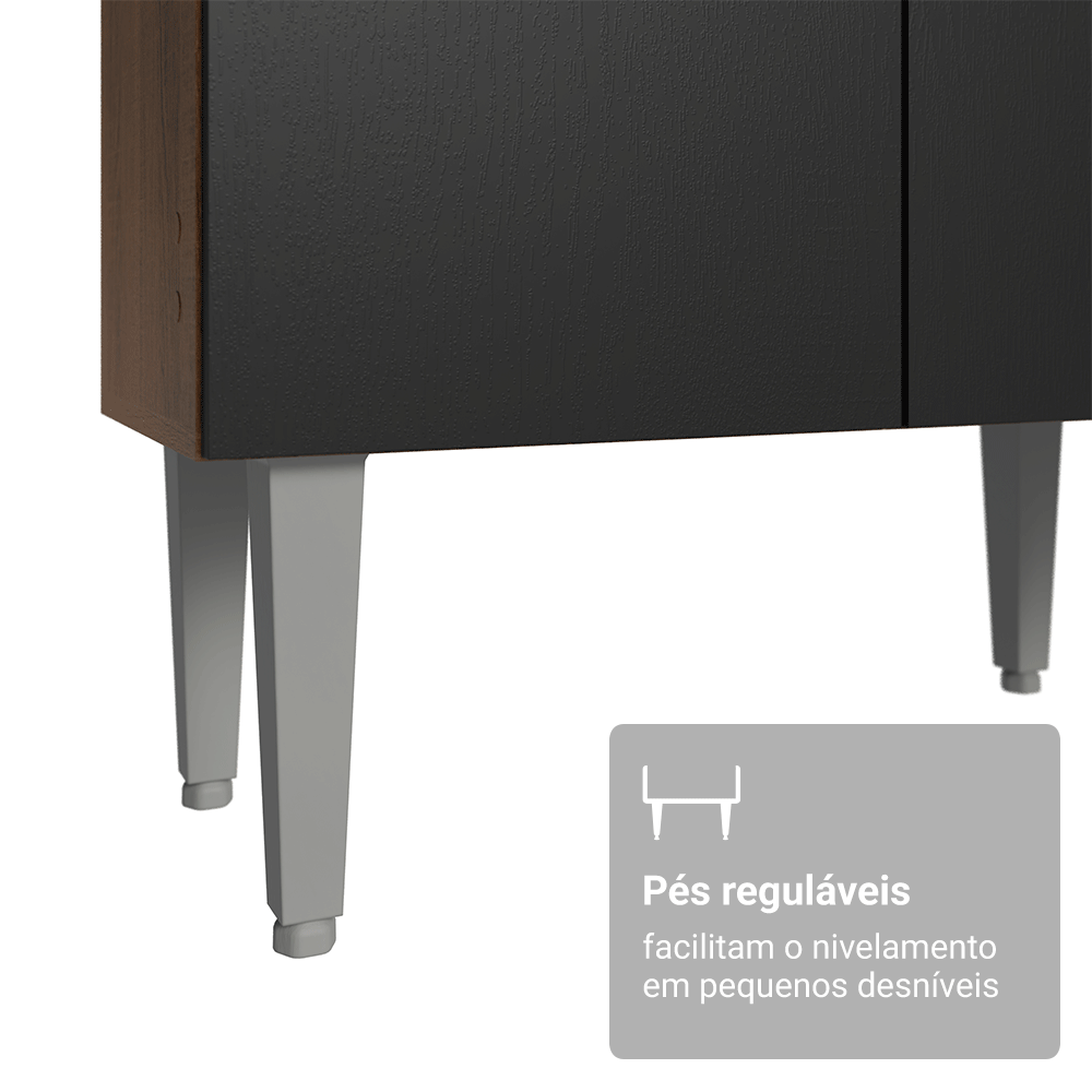Armário de Cozinha Completa 220 cm Rustic/Preto Deli Madesa 03