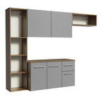 Armário de Cozinha Compacta 180cm Rustic/Cinza Easy Madesa
