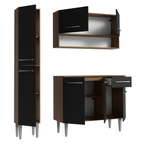 Armário de Cozinha Compacta 137 cm Rustic/Preto Emilly Madesa 012