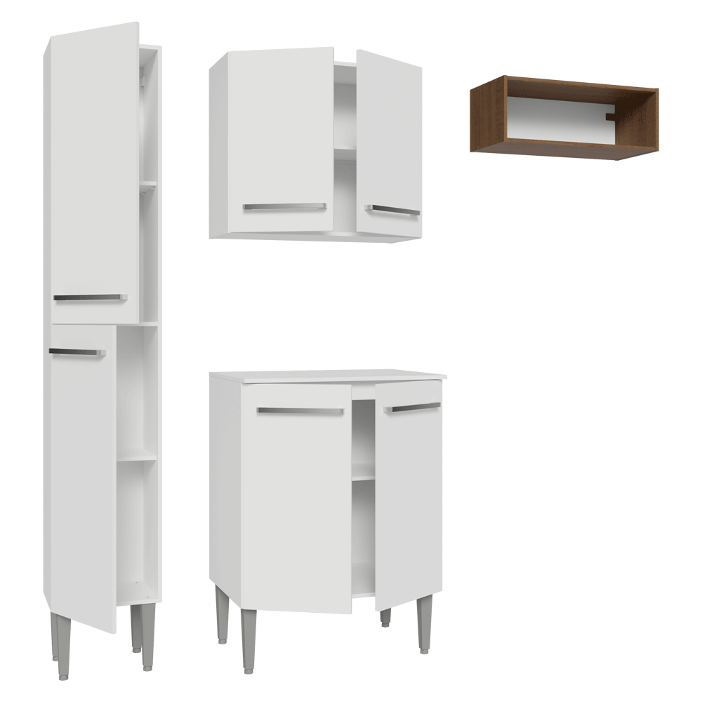 Armário de Cozinha Compacta 156 cm Branco/Rustic Emilly Madesa 01