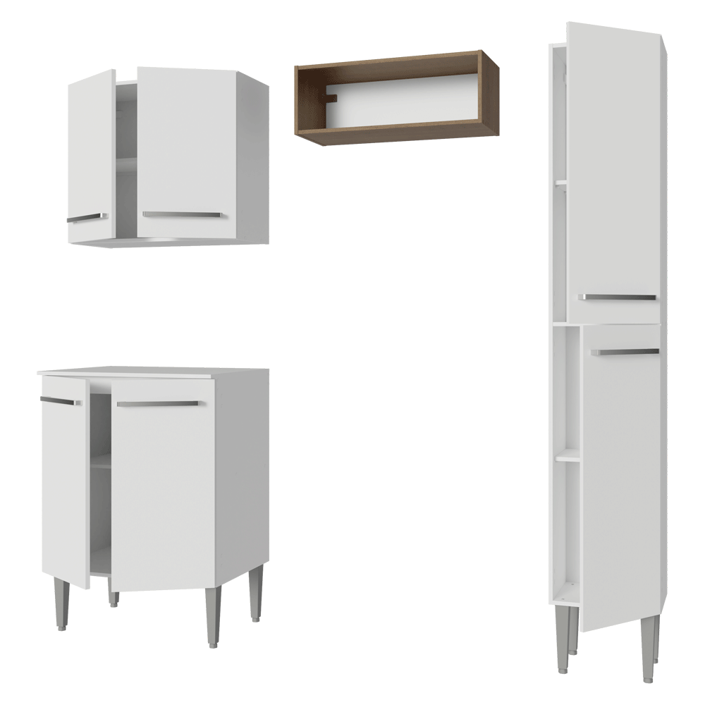 Armário de Cozinha Compacta 156 cm Branco/Rustic Emilly Madesa 02