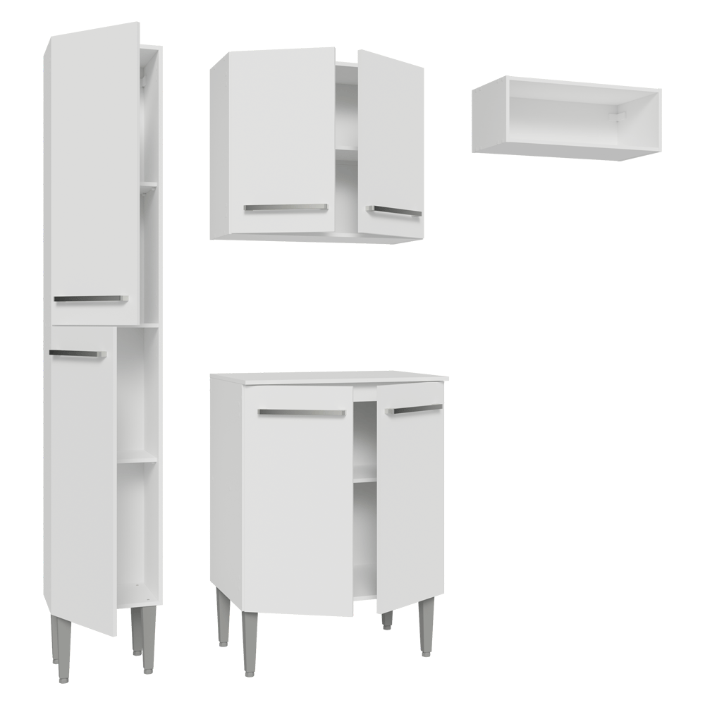 Armário de Cozinha Compacta 156cm Branco Emilly Madesa 03