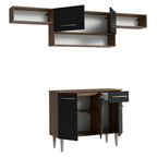 Armário de Cozinha Completa 225cm Rustic/Preto Emilly Madesa 01