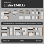 Armário de Cozinha Compacta 229cm com Pia Rustic/Branco Emilly Madesa 12