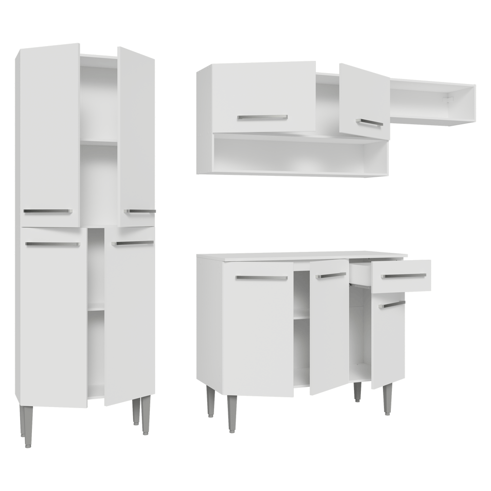 Armário de Cozinha Completa 229cm Branco Emilly Madesa 016