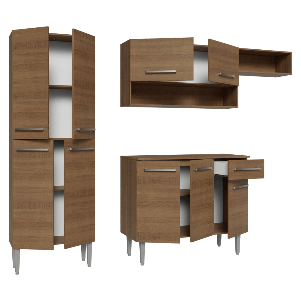 Armário de Cozinha Completa 229cm Rustic Emilly Madesa 016