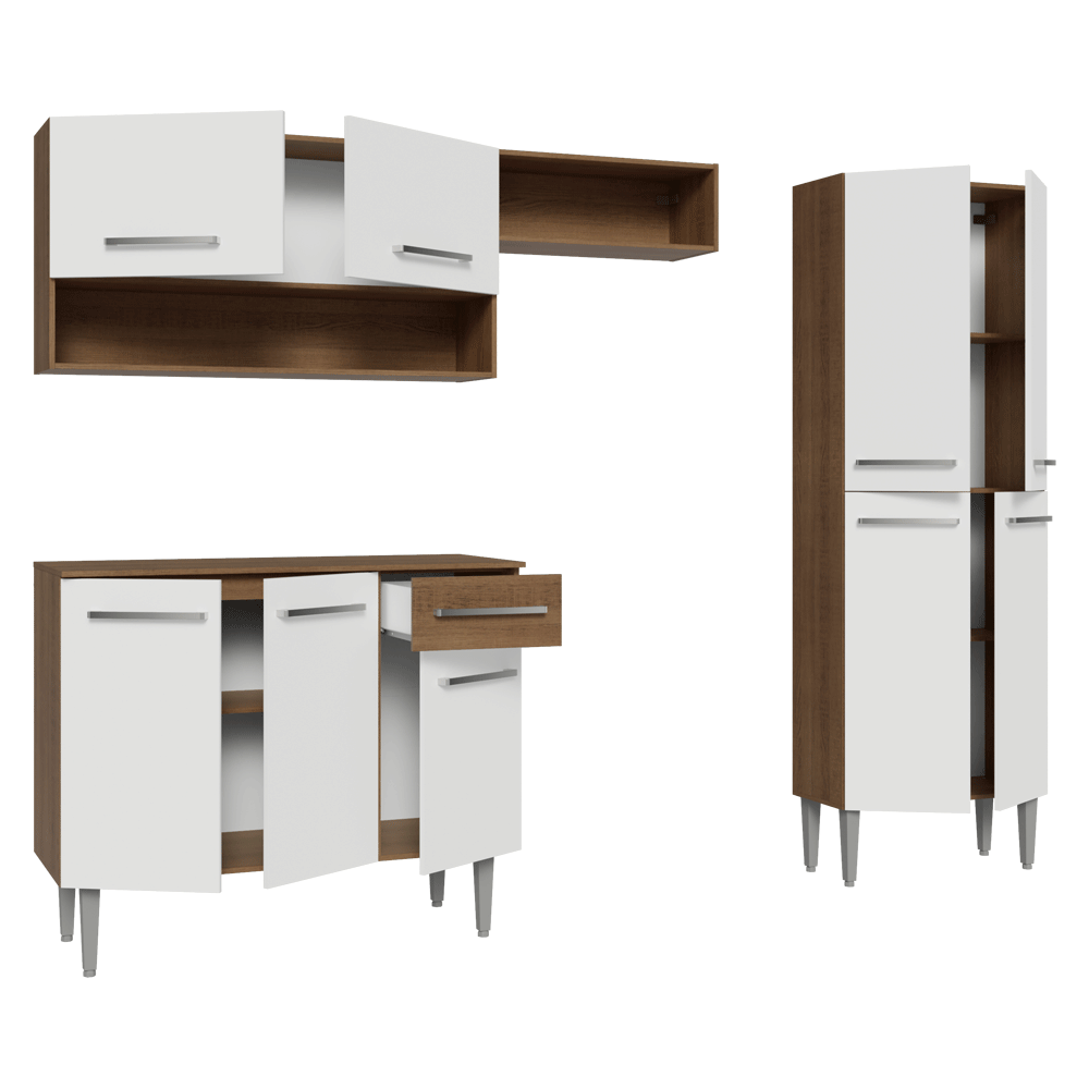 Armário de Cozinha Completa 229cm Rustic/Branco Emilly Madesa 017