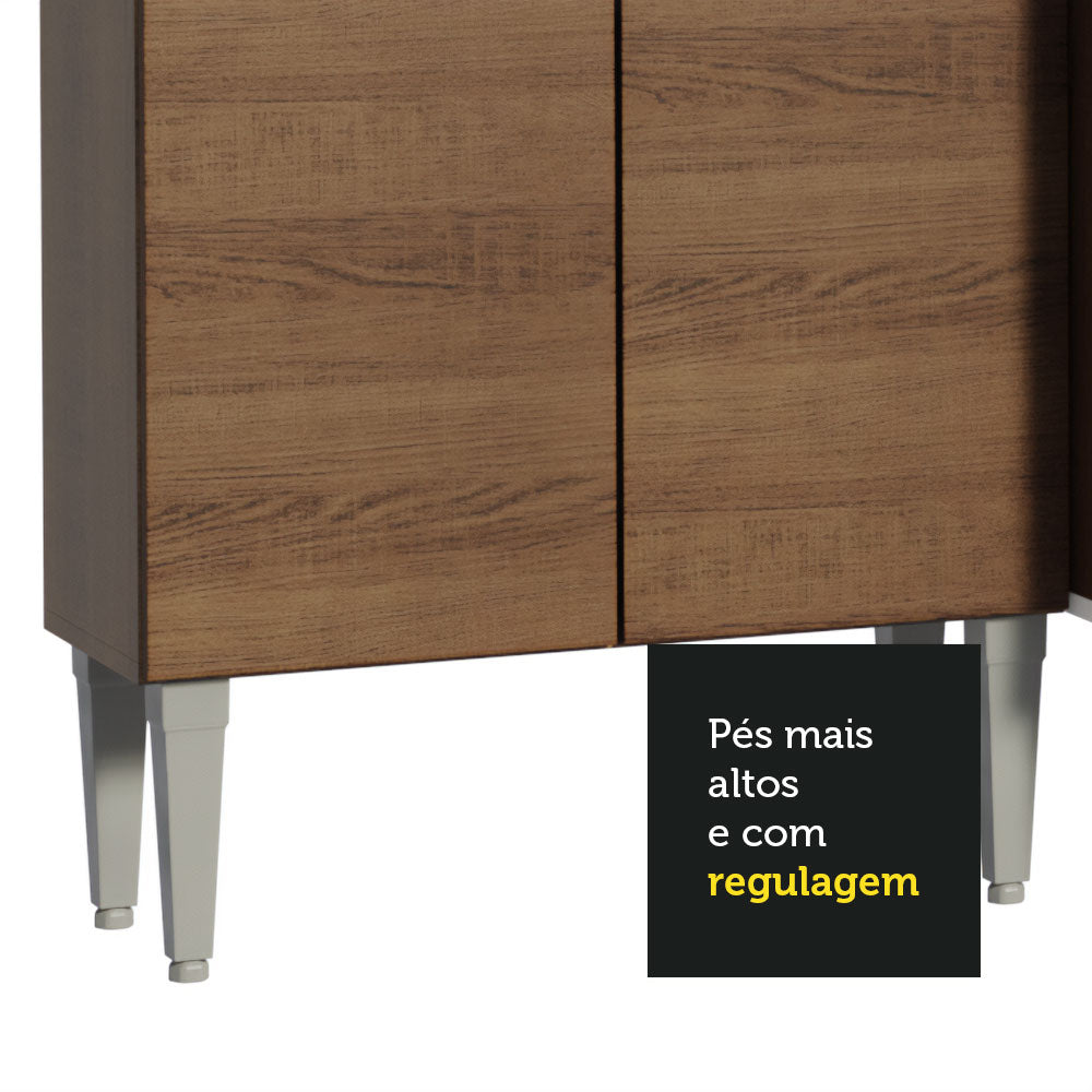 Armário de Cozinha Compacta 261 cm Rustic/Cinza Emilly Madesa 09