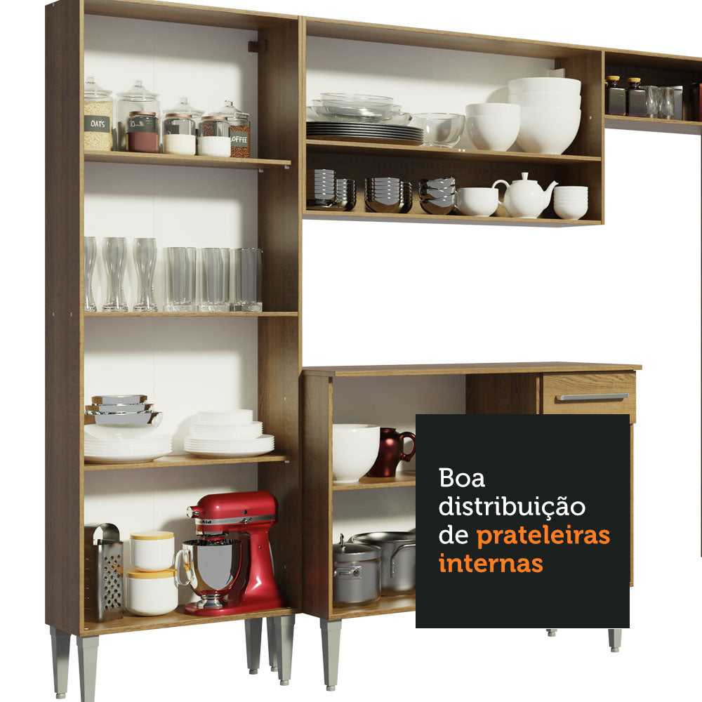 Armário de Cozinha Completa 293cm com Pia Rustic Emilly Madesa 08