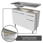 Armário de Cozinha Completa 293cm com Pia Branco Emilly Madesa 09