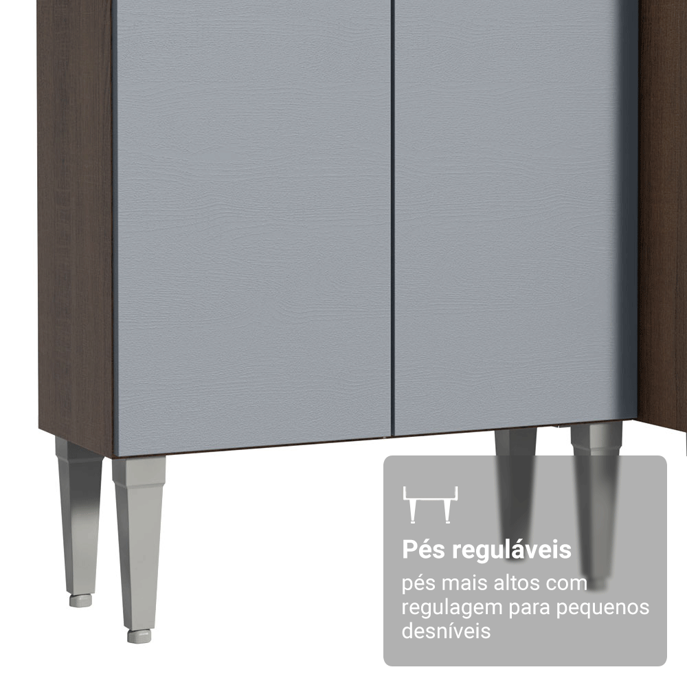 Armário de Cozinha Completa 293cm com Pia Rustic/Cinza Emilly Madesa 09