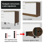 Armário de Cozinha Compacta 190cm Rustic/Branco Glamy Madesa 05