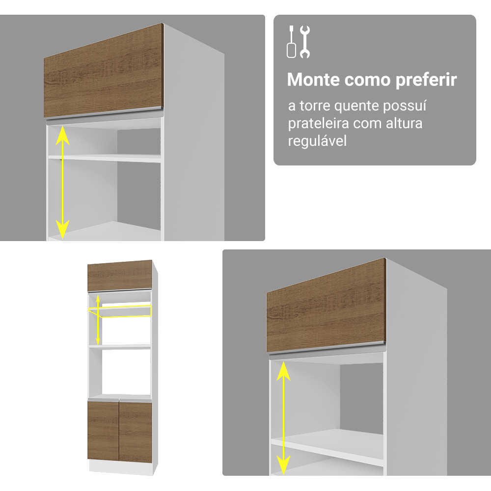 Armário de Cozinha Completa 270 cm Branco/Rustic Glamy Madesa 17