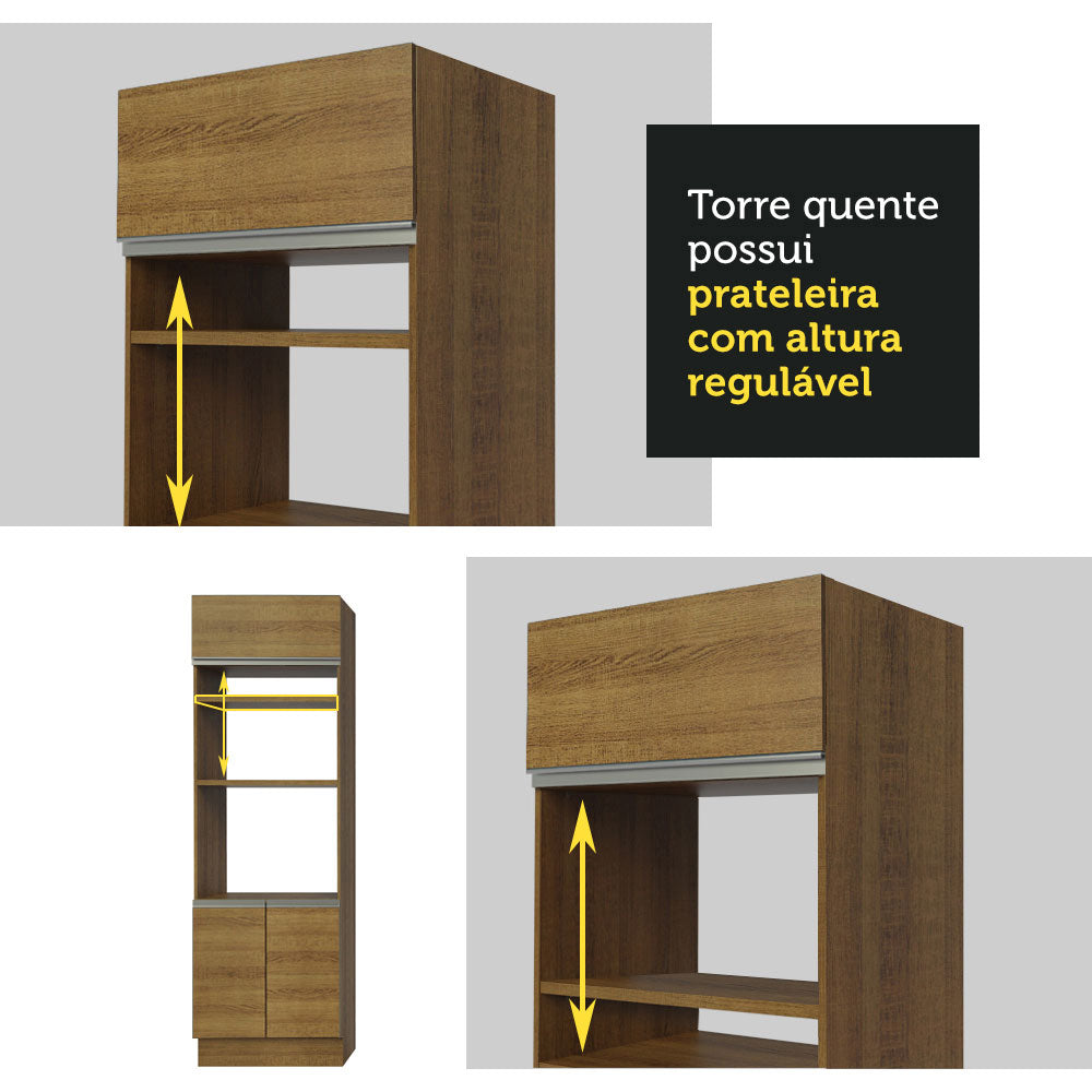 Armário de Cozinha Completa 290cm Rustic/Crema Vicenza Madesa 11