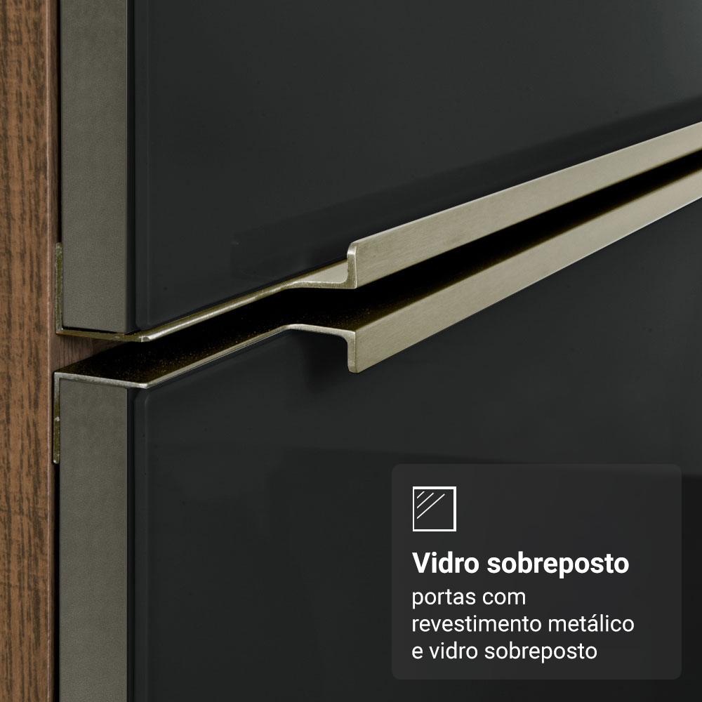 Armário de Cozinha Compacta 190 x 60 cm Rustic/Preto Lux Madesa 02