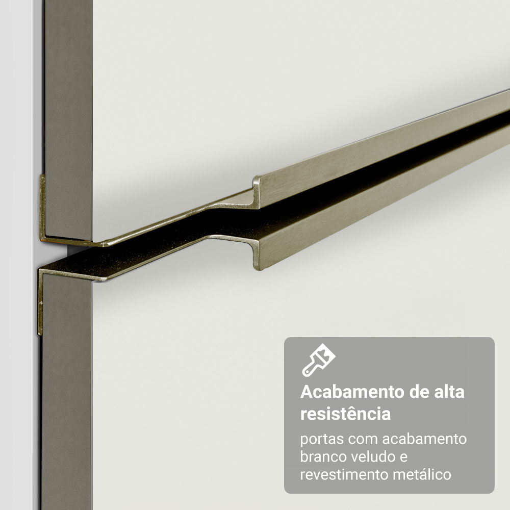 Armário de Cozinha Compacta 190 x 60 cm Branco Veludo Lux Madesa 02