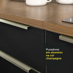 Armário de Cozinha Completa 240 x 60 cm Rustic/Preto Lux Madesa 03