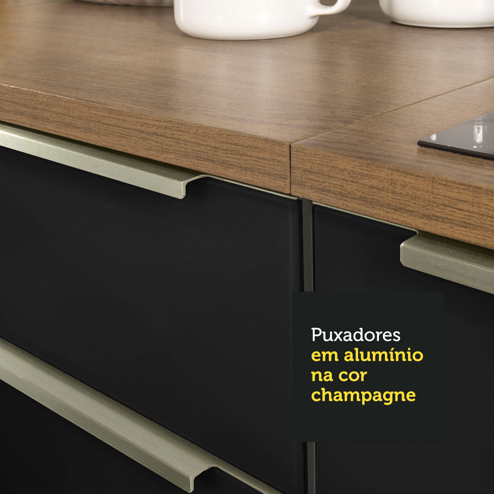 Armário de Cozinha Completa 260 x 60 cm Rustic/Preto Lux Madesa 05
