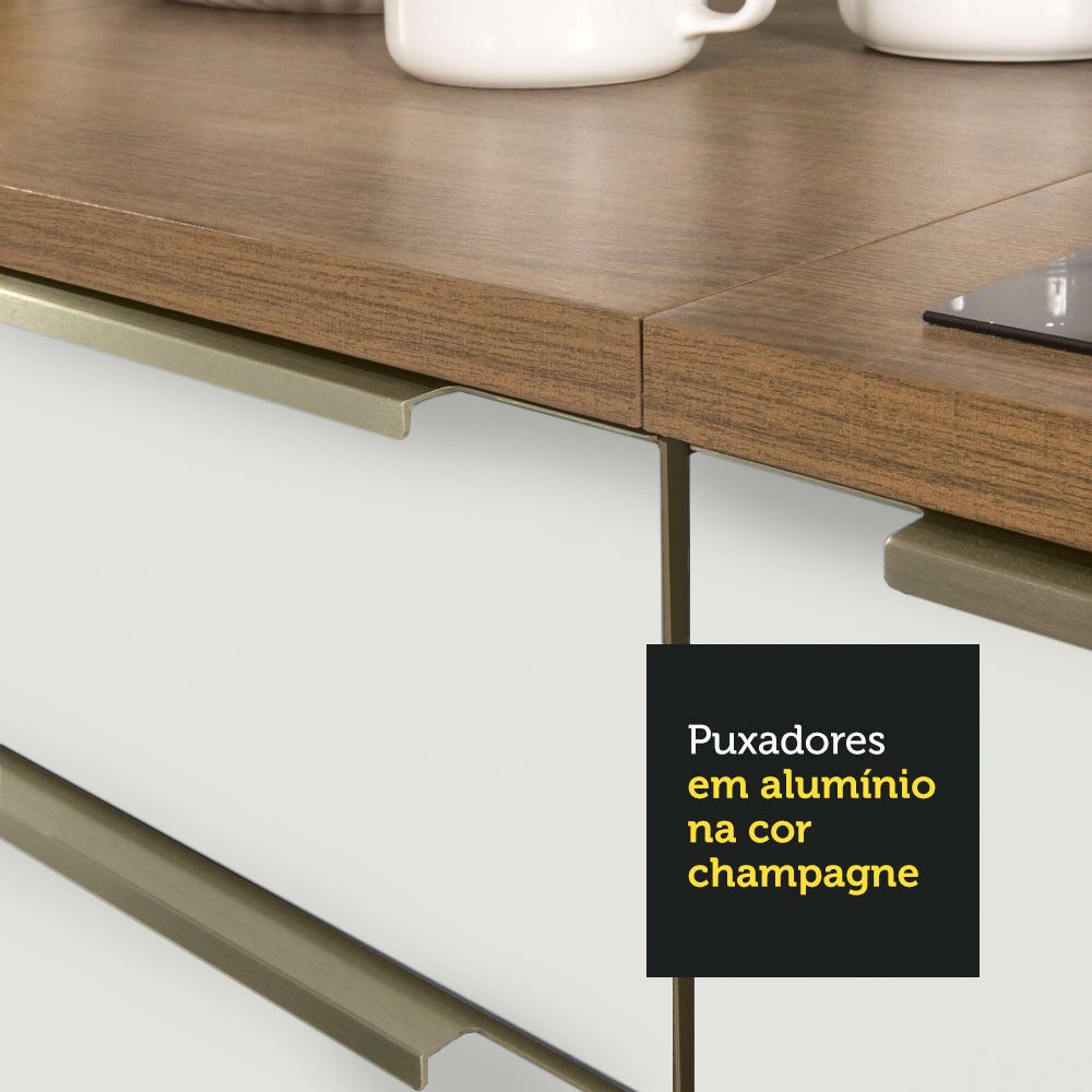 Armário de Cozinha Completa 260 x 60 cm Rustic Branco Veludo Lux Madesa 05
