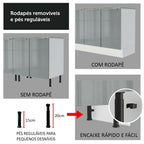 Armário de Cozinha Completa 270 x 60 cm Branco Cinza Lux Madesa 01