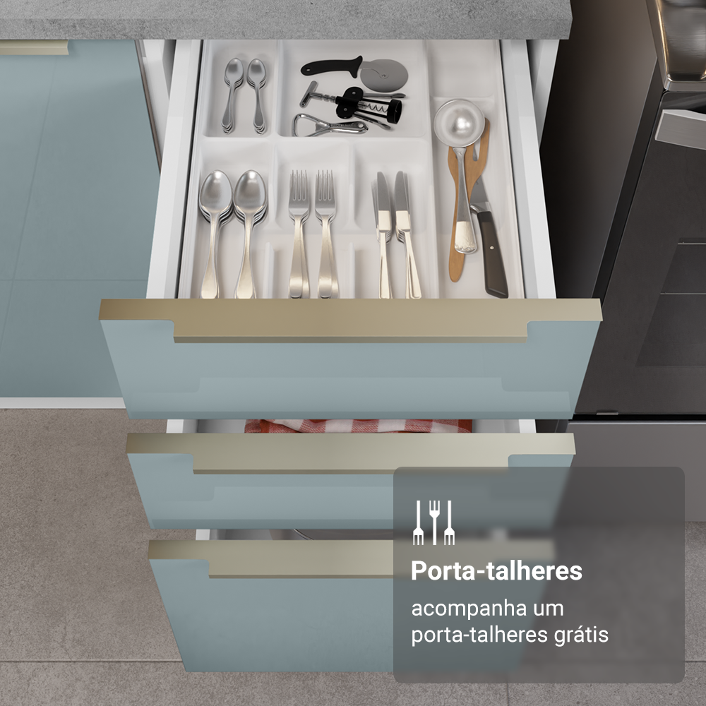 Armário de Cozinha Completa 270 cm Branco/Cinza Lux Madesa 08